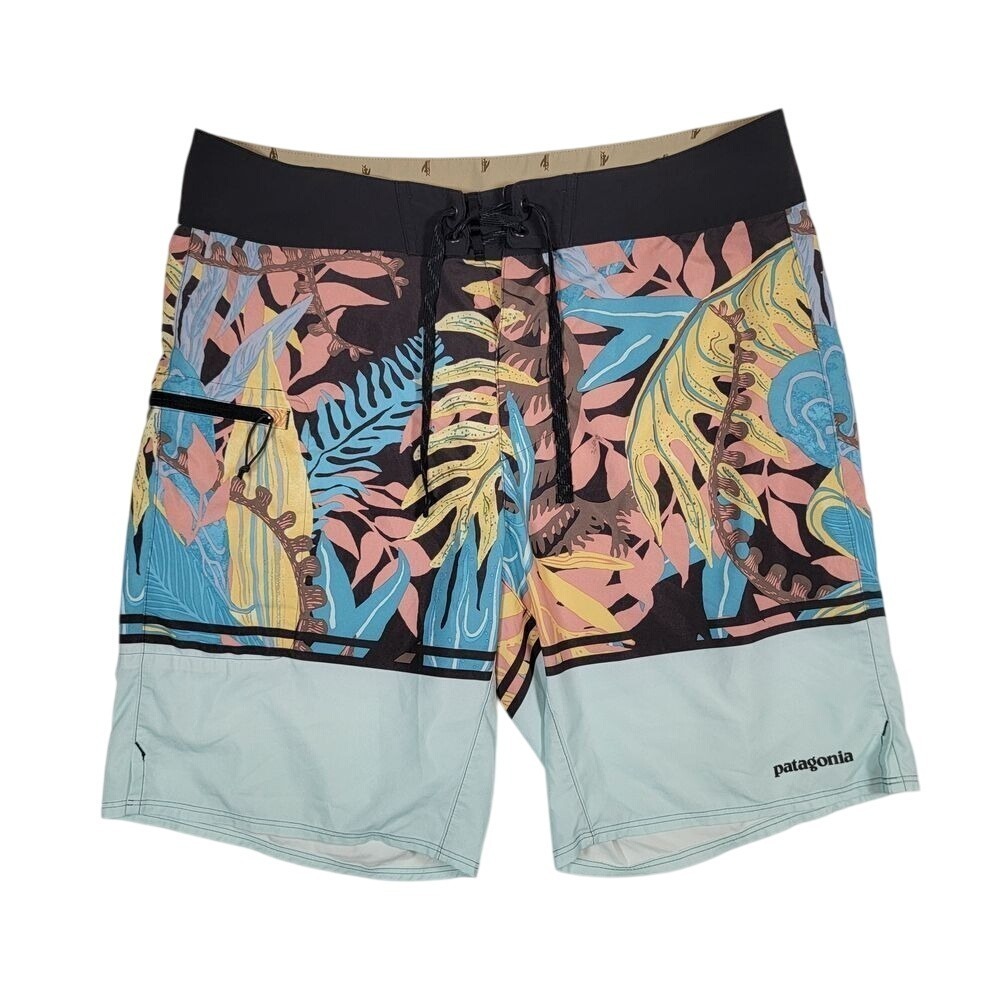 PATAGONIA Board Shorts Mens Sz 33 Worn‎ Wear Recycled Floral Print Surf Swim